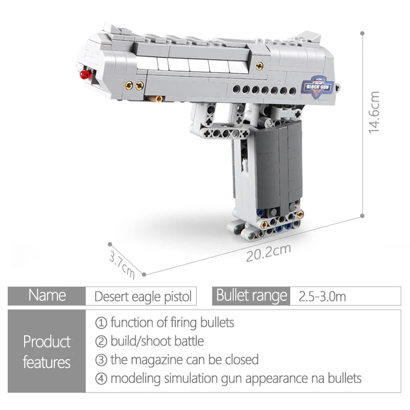 CADA Military WW2 Desert Eagle Pistol MK23 Pistol Uzi submachine gun Building Blocks city police Bricks Children toy gifts