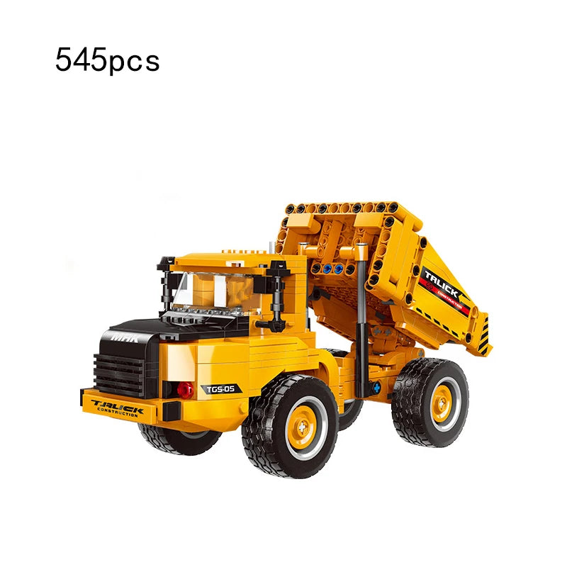 City Truck Vehicle Pickup Heavy Cargo Transport Model Building Blocks Machinery Shop Van Creative Carriage Harvester Car Kid Toy - CADA BRICKS®