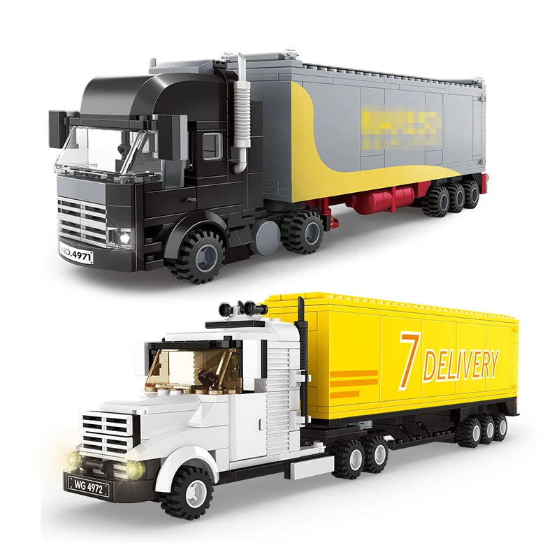City Truck Vehicle Pickup Heavy Cargo Transport Model Building Blocks Machinery Shop Van Creative Carriage Harvester Car Kid Toy - CADA BRICKS®