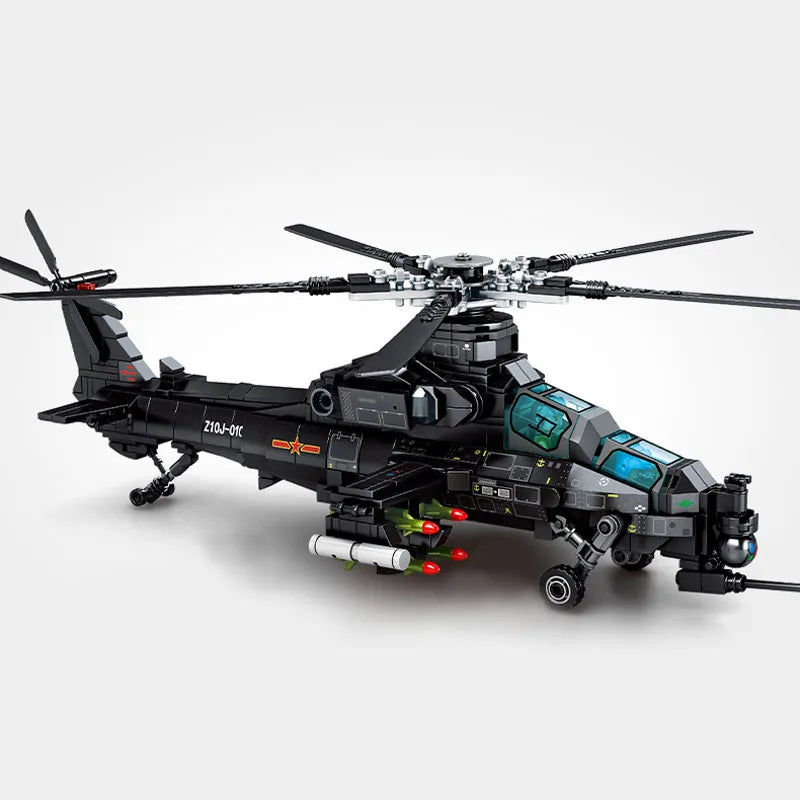 SEMBO 732 SZTUK Wojskowy śmigłowiec Z-10 Model Klocki Miasto SWAT Uzbrojony samolot Gunship Klocki Zabawki dla chłopców Prezenty urodzinowe