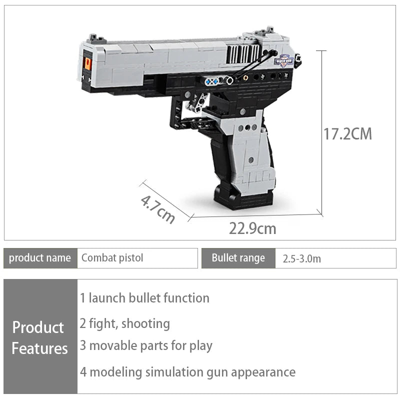 CADA Military WW2 Desert Eagle Pistol MK23 Pistol Uzi submachine gun Building Blocks city police Bricks Children toy gifts