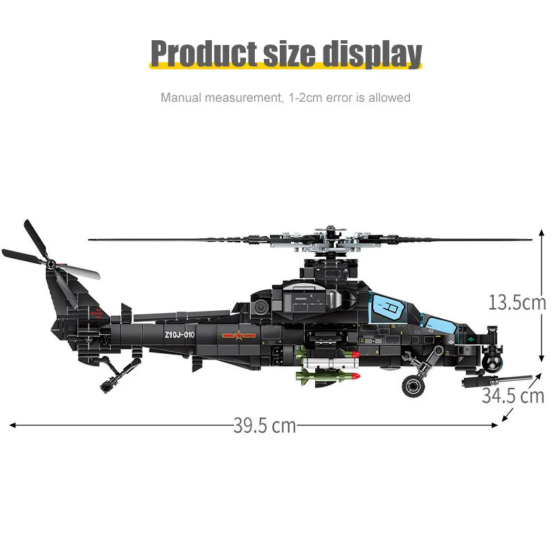 SEMBO 732 SZTUK Wojskowy śmigłowiec Z-10 Model Klocki Miasto SWAT Uzbrojony samolot Gunship Klocki Zabawki dla chłopców Prezenty urodzinowe