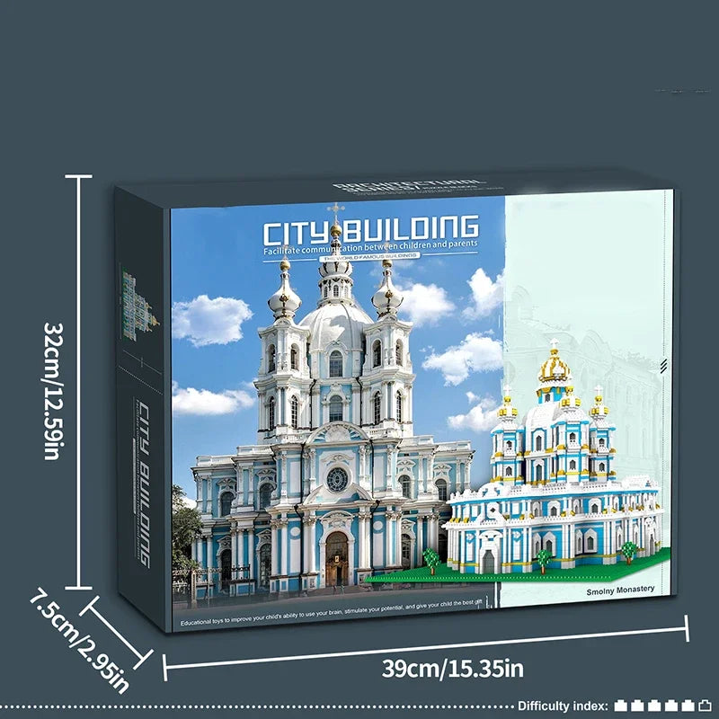 3737 szt. Model kościoła Smolny, klocki budowlane, światowej sławy atrakcje, architektoniczny widok ulicy, klocki dla dzieci, zabawki DIY, prezent świąteczny