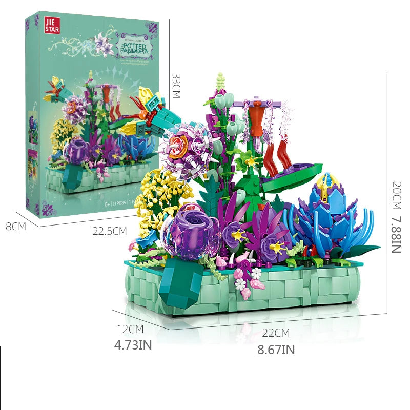 Idea Botanical Garden Pandora Flower Potted Plant Bouquet with Light Building Block Set Toys for Girl's gifts or Home Deco