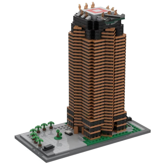 MOC Modern City Skyscraper Nakatomi Plaza Building Blocks Avenue of The Stars Model Kit for Adults Urban Architecture DIY Bricks