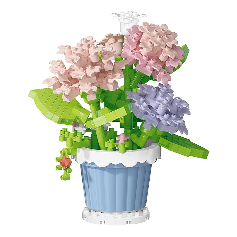 Building block flower simulation bouquet small particle assembly puzzle toy children's handmade DIY potted tabletop ornament