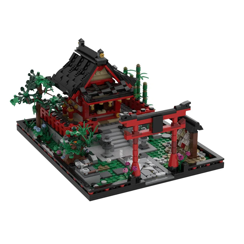 MOC Small Shinto Shrine Model Building Block House Temple Japanese Style Building Assembled Brick Toys Creative Children's Gift