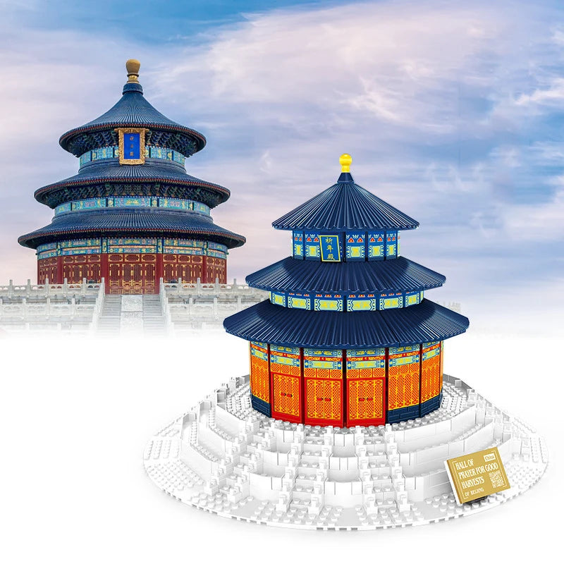 Creative China Historical Ancient Architecture Hall of Prayer for Good Harvest Building Block Heaven Temple Model Sets Brick Toy