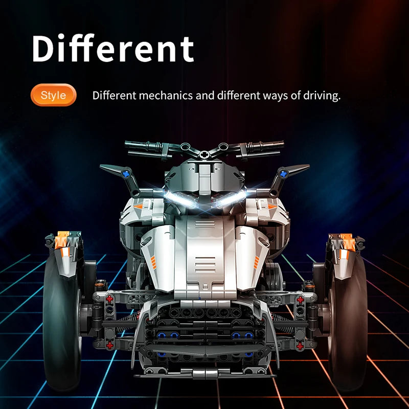 1228 sztuk City Technical APP zdalnie sterowany lokomotywa motocykl klocki budowlane MOC motocykl klocki model zabawka dla chłopca prezent dla dzieci
