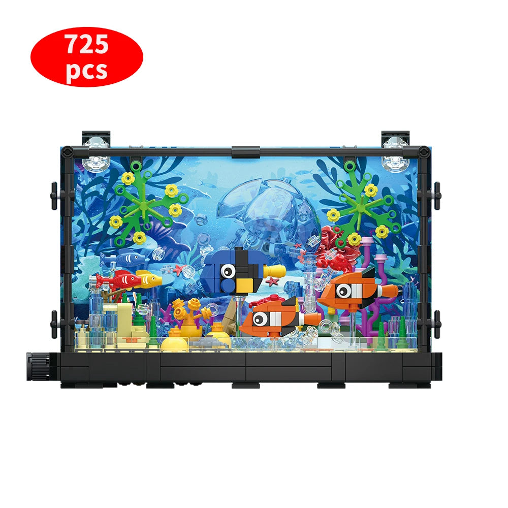 Fish Tank Building Blocks Brick With Led Lights,Aquarium,Toys for Boys Children Gifts home Decoration,Not Compatible with Legoed - CADA BRICKS®