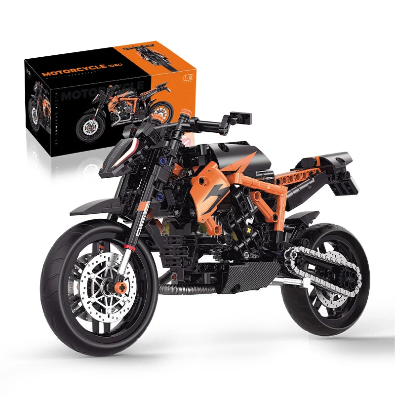 MOC City Classic 1:8 Technology MOTO Bricks Motocykl Lokomotywa Model pojazdu Klocki Urodzinowe Prezenty dla Dzieci Chłopców