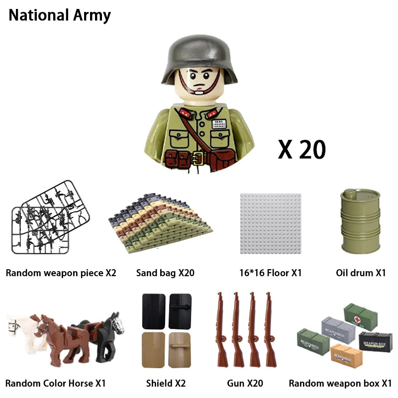 Military Building Blocks, Figures, Action Figures, Toys, Mini Dolls, Soldier Characters, Children's Toys, National Army Phalanx - CADA BRICKS®