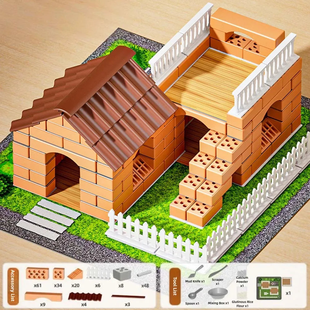 Multicolor DIY Building House Block Set Plastic Tile Houses Assemble Toy Miniature Size Villa Model Mini Brick Assembly
