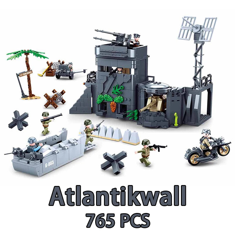 Military ww2 Cannon Assault Armored Vehicle Battle Tank Car Truck Army Weapon Building Blocks Sets Model King Kids Toys Gift