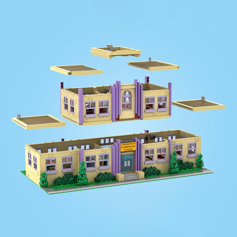Moc Building Bricks Springfield Architecture Model Technology Simpsoned Modular Block City Street View Toy DIY Set Assembly Gift