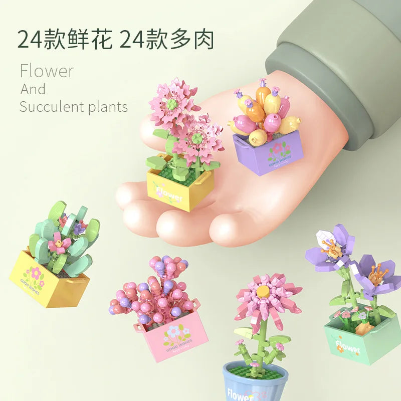 Bouquet Flower Mini Diy Building Block Toys for Children Bricks Blocks for Adults Constructor Micro Bricks Construction Set Gift - CADA BRICKS®