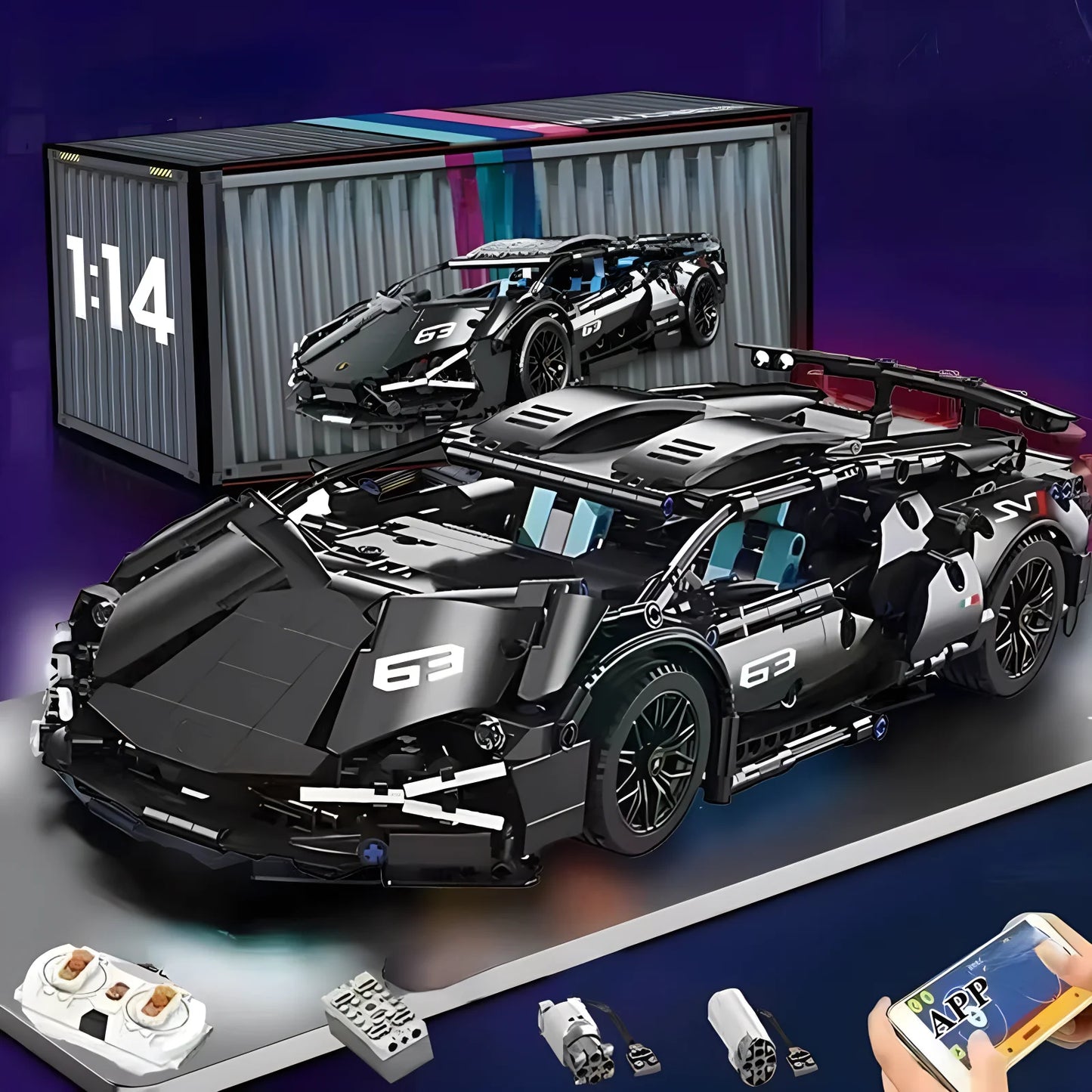 Technical Racing Sport Car Model Building Blocks technic adults 1:14 DIY Supercar Brick Puzzle Toys Kid Adult Gift(1280+granule) - CADA BRICKS®