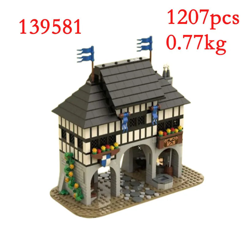 Spot MOC-134494 128617 137009 139581 itp. Średniowieczne domy budowlane Małe elementy konstrukcyjne klocki edukacyjne model zabawki