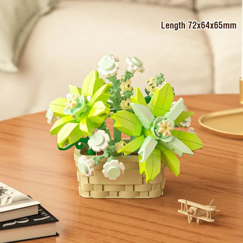 DIY MOC Flower & Tree Gardens Model Bricks - Potted Rose, Sunflower, Succulents Bonsai Girl - Targeted Kid Building Blocks Kits