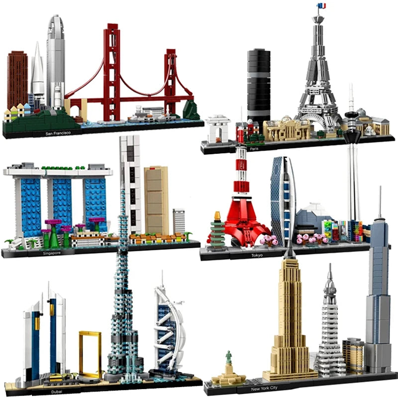 Zestaw architektoniczny San Francisco Nowy Jork Pary Dubaj Panorama miasta Klocki konstrukcyjne Tokio Szanghaj Singapur Klocki konstrukcyjne