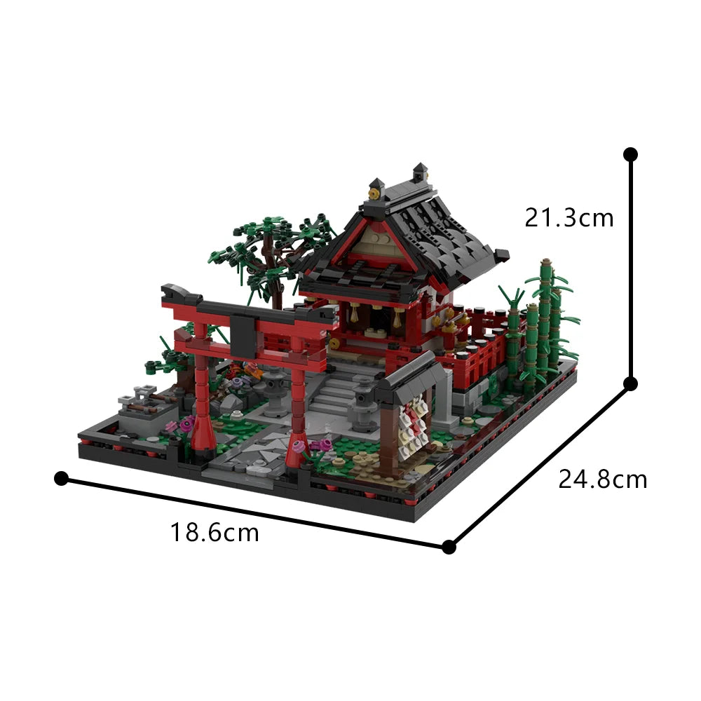 MOC Small Shinto Shrine Model Building Block House Temple Japanese Style Building Assembled Brick Toys Creative Children's Gift