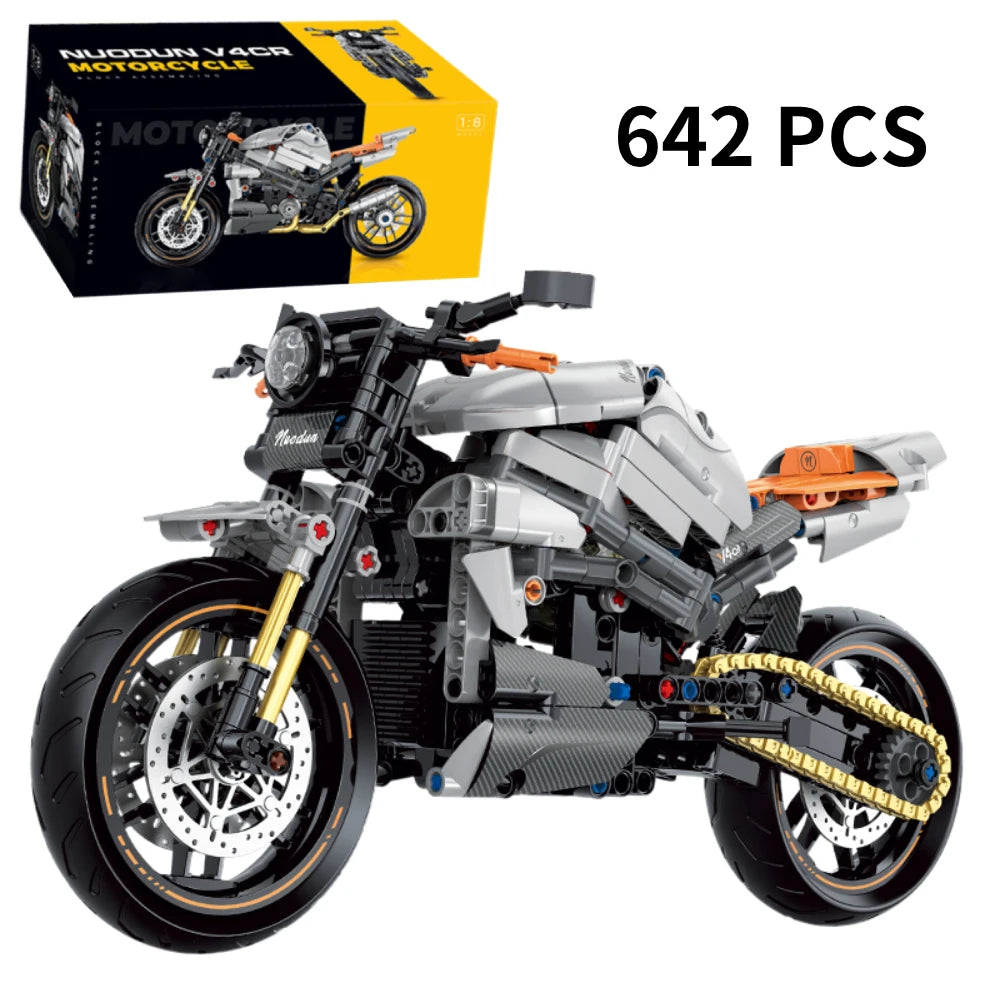 1:8 586 szt. High-tech klasyczny model motocykla klocki budowlane Motor City Racer klocki zabawki dla chłopców prezenty dla dzieci na Halloween
