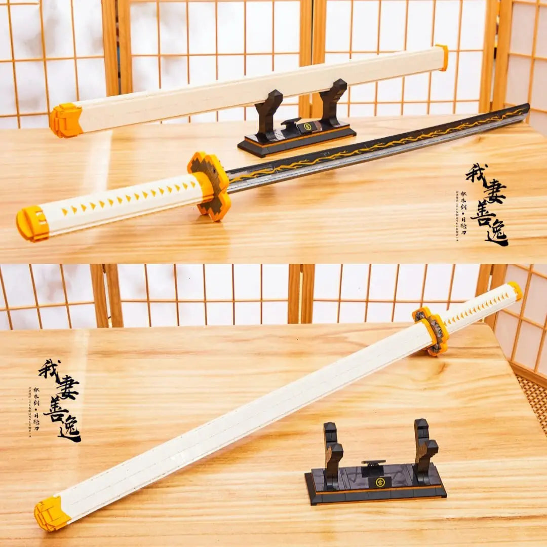 956pcs 39inch for Demon Slayer Sword Building Block Model MOC Samurai Sword Toys Set With Scabbard and Stand Gift for Anime Fans - CADA BRICKS®