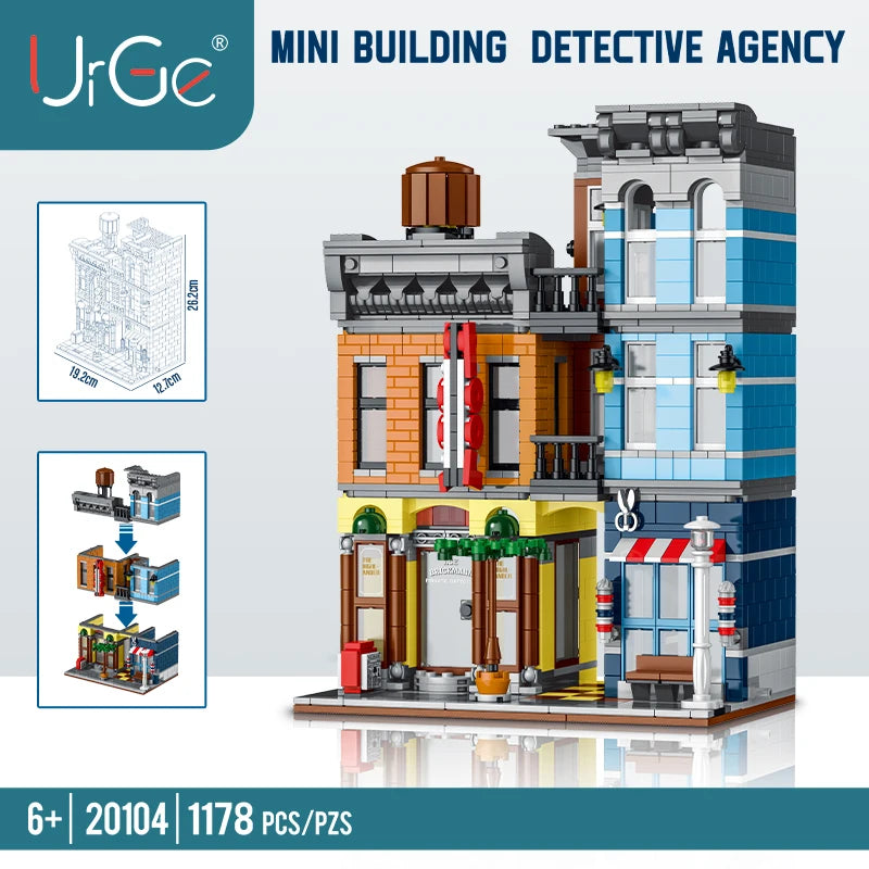 1178 sztuk Street View Building Blocks Pizzeria Modułowe Zestawy Architektoniczne MOC Agencja Detektywistyczna Zabawki dla Chłopców Prezenty dla Dzieci 20104