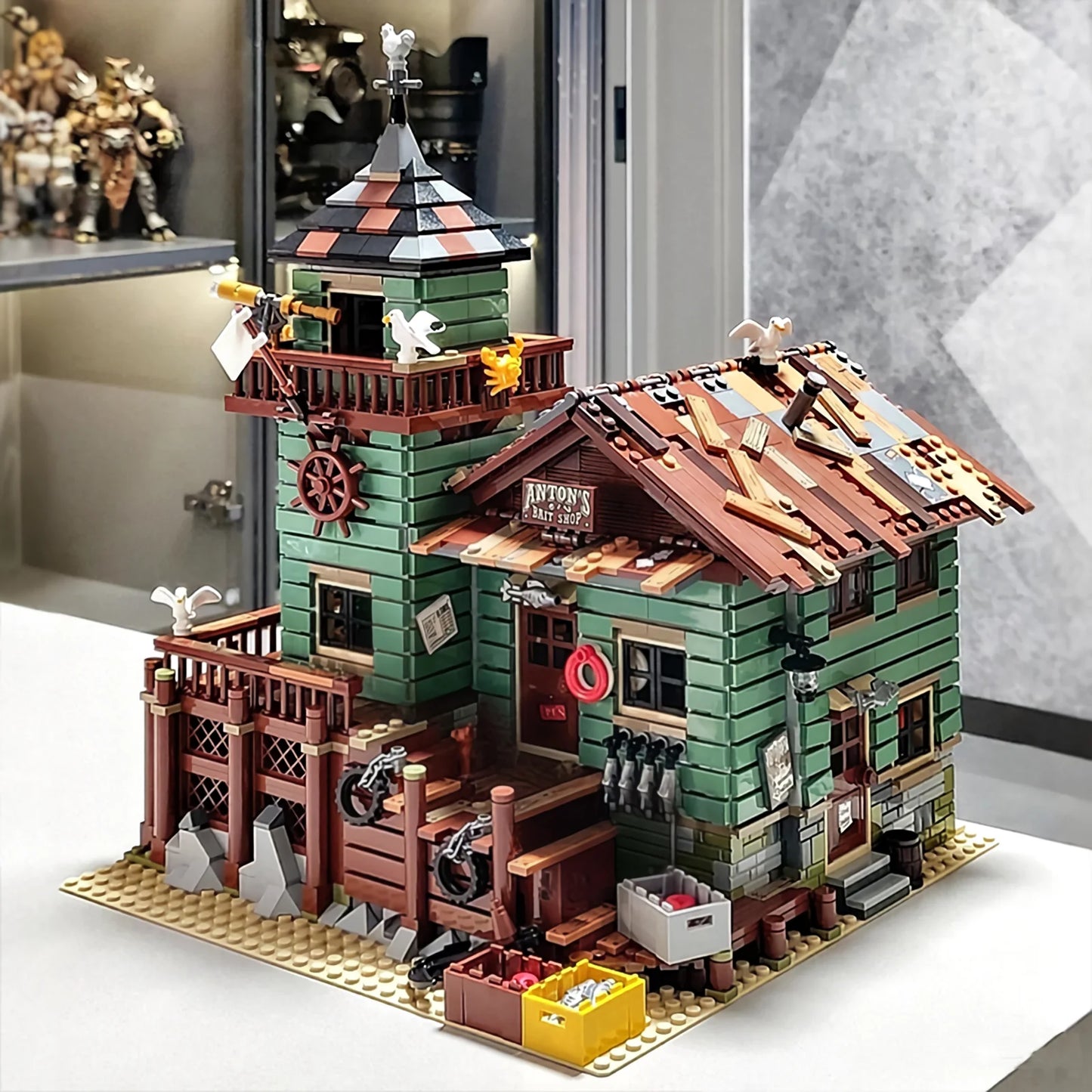 Mikro klocki - domek rybacki, architektoniczne klocki - model domu miejskiego - prezent dla dziewczynek i chłopców, zabawki dla dzieci