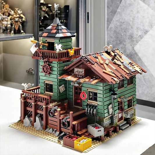 Micro Building Blocks Fishing Village Cottage, Architectural Building Blocks City House Model Gift for Girls and Boys, Kids Toys