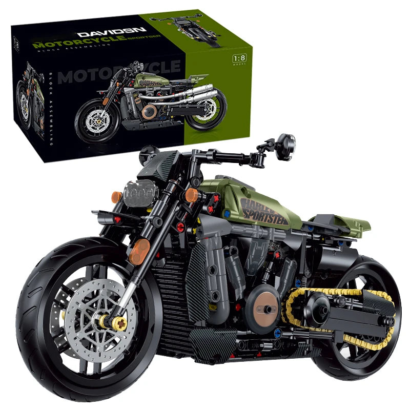 1:8 MOC Building Blocks Motorbike Model City Racing Vehicle Technical Bricks Birthday Gifts Toys for Kids Boys Children 600+pcs - CADA BRICKS®