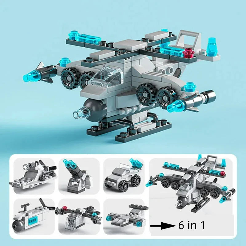 Miniaturowe klocki 6 w 1, samochód policyjny, wóz strażacki, klocki do budowy zamku, edukacyjne zabawki dla dzieci, prezenty
