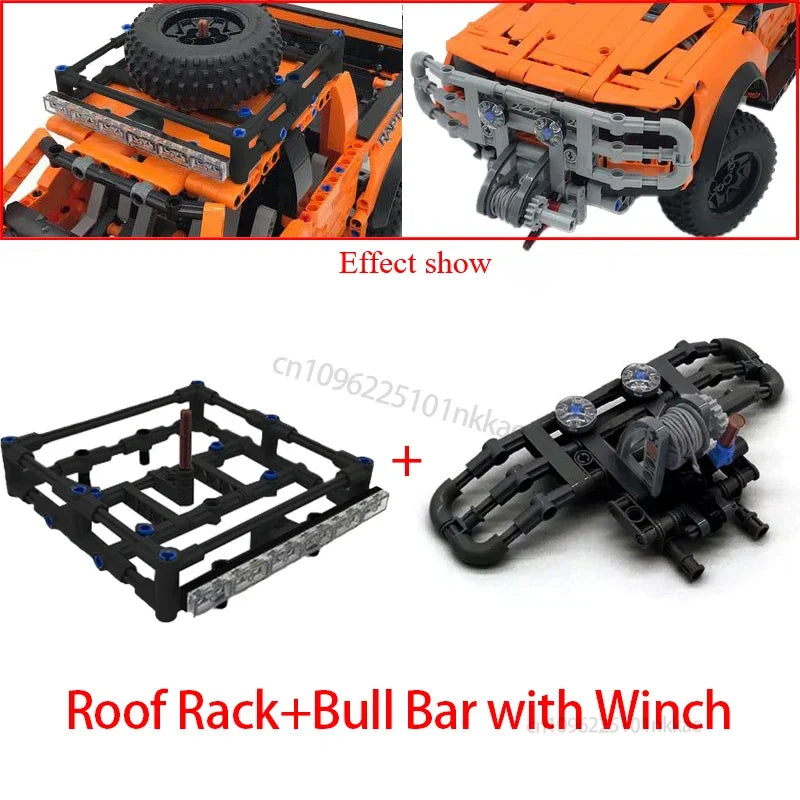 MOC 42126 F-150 Raptor Car Trailer Technical Hitch Crane Platform Hardtop Bumper Roofrack Building Blocks DIY Bricks Toy Gifts - CADA BRICKS®
