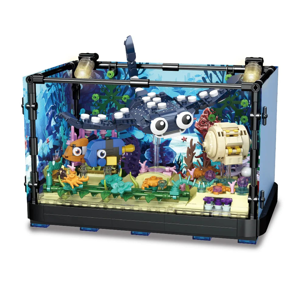 Fish Tank Building Blocks Brick With Led Lights,Aquarium,Toys for Boys Children Gifts home Decoration,Not Compatible with Legoed - CADA BRICKS®