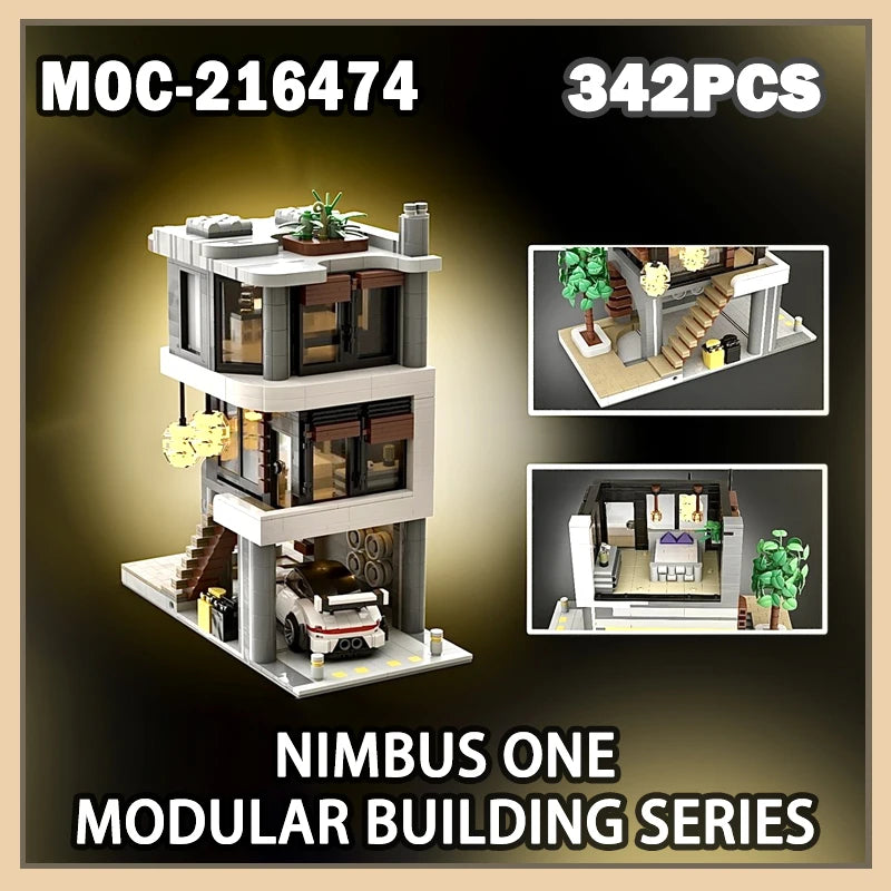MOC-216452 Nimbus ONE | Modular Building Series Creative Modern Luxury Villa Assembly Model Miniature Brick House Gift 342PCS