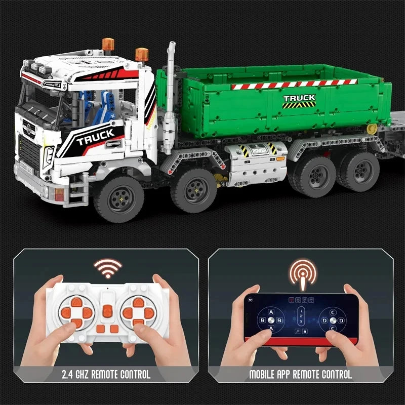 2950PCS Technical Truck Crane Vehicle Building Blocks Hook Lifting Truck Car Trailer Tow Model Bricks Toy For Kids Holiday Gifts