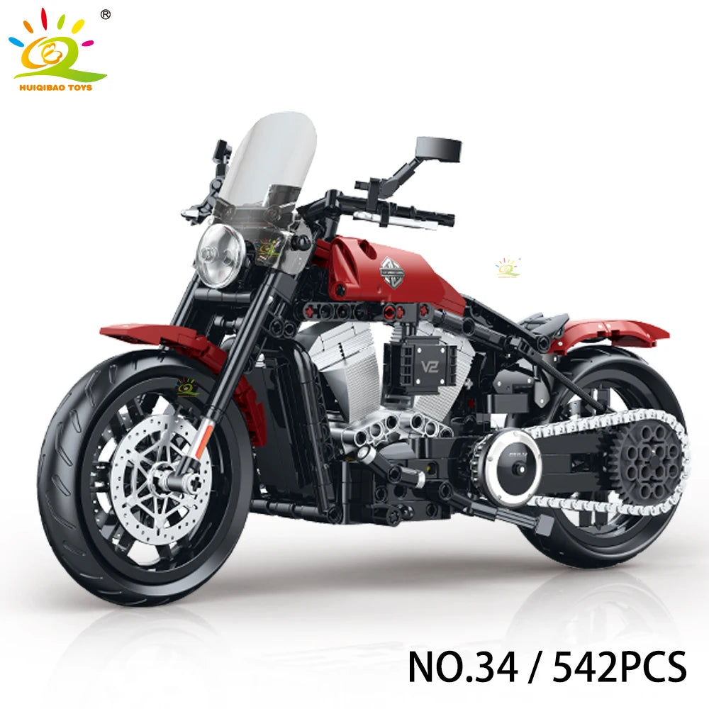 HUIQIBAO High-tech Classic Motorbike Building Model Blocks Moto City Racer Bricks Toy for Kids Boy Children Adult MOC Car Set - CADA BRICKS®