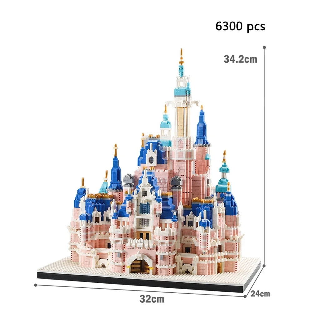 6300 szt. Lekkie duże mikro klocki budowlane z serii różowej, zamek, kościół, diamentowe klocki konstrukcyjne dla dziewczynek, prezent dla dorosłych