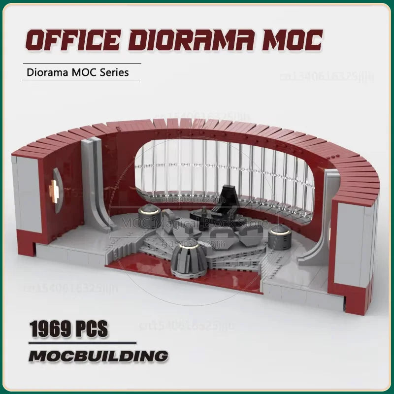 Movie Scense Office Moc Building Blocks Space Station Technology Bricks DIY Assembly Model Collection Display Diorama Toys Gifts