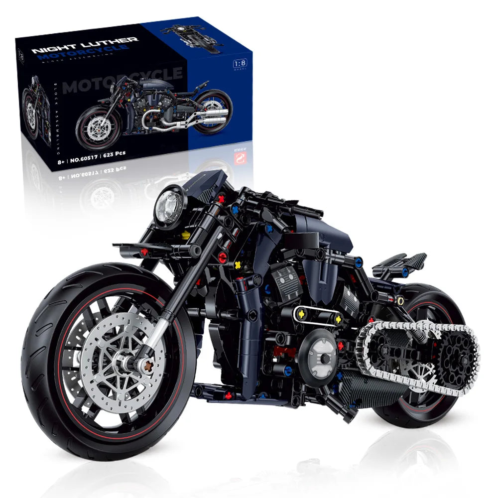 1:8 586 szt. High-tech klasyczny model motocykla klocki budowlane Motor City Racer klocki zabawki dla chłopców prezenty dla dzieci na Halloween