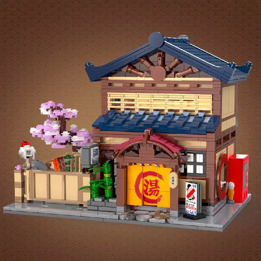 Traditional Japanese Yuzawa Bathhouse House Buildings Sets, City Apartment  Architecture Modular Buildings Blocks (1249 PCS)