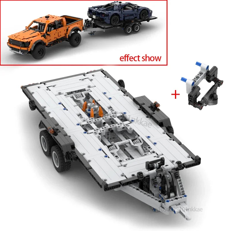 MOC 42126 F-150 Raptor Car Trailer Technical Hitch Crane Platform Hardtop Bumper Roofrack Building Blocks DIY Bricks Toy Gifts - CADA BRICKS®