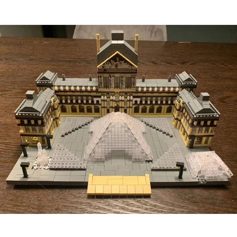 3377 szt. Klocki konstrukcyjne Luwr, światowej sławy atrakcje, klocki architektoniczne, dekoracja stołu, zabawki dla dzieci, prezenty