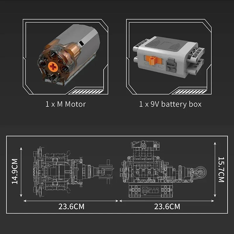 Mould King 10206 Sport Car V8 Engine Building Blocks 737PCS Technical Part MCL Motorized Simulation Model Electrically Bricks