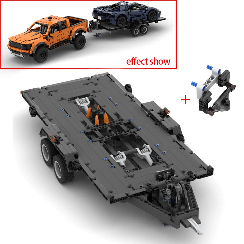MOC 42126 F-150 Raptor Car Trailer Technical Hitch Crane Platform Hardtop Bumper Roofrack Building Blocks DIY Bricks Toy Gifts - CADA BRICKS®