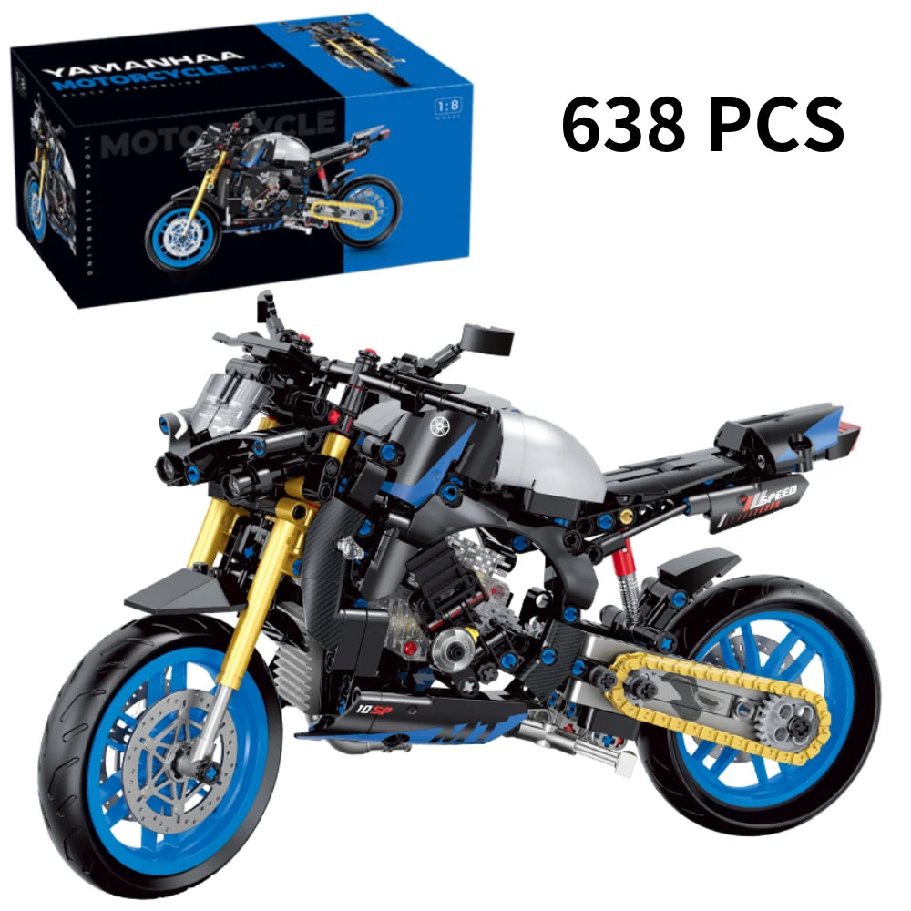 1:8 586 szt. High-tech klasyczny model motocykla klocki budowlane Motor City Racer klocki zabawki dla chłopców prezenty dla dzieci na Halloween