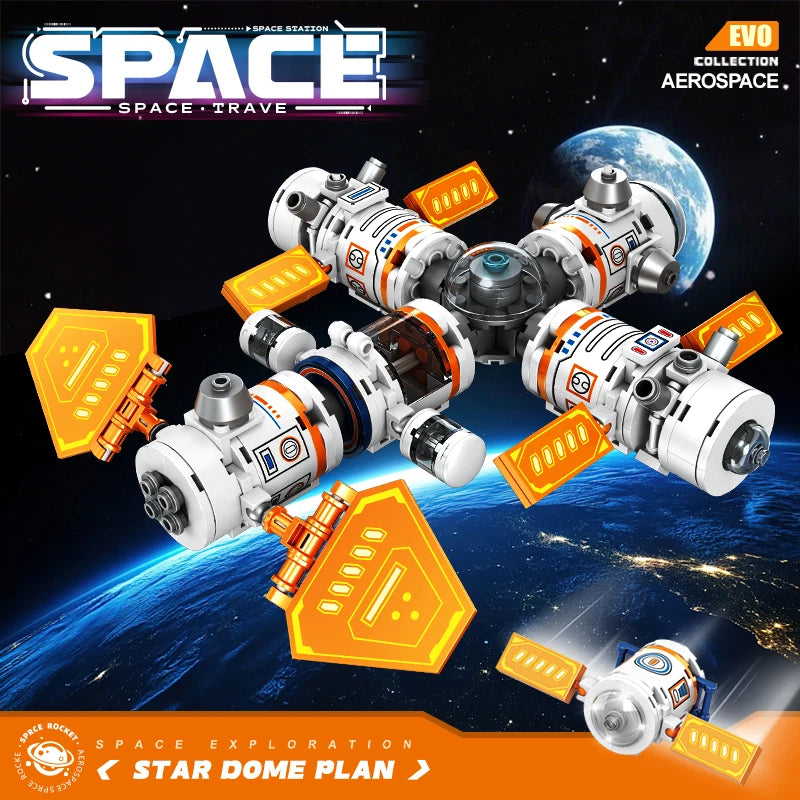Astronaut Space Station Building Blocks Set with Manned Rocket Model STEM Educational Toys for Kids Christmas Birthday Gift