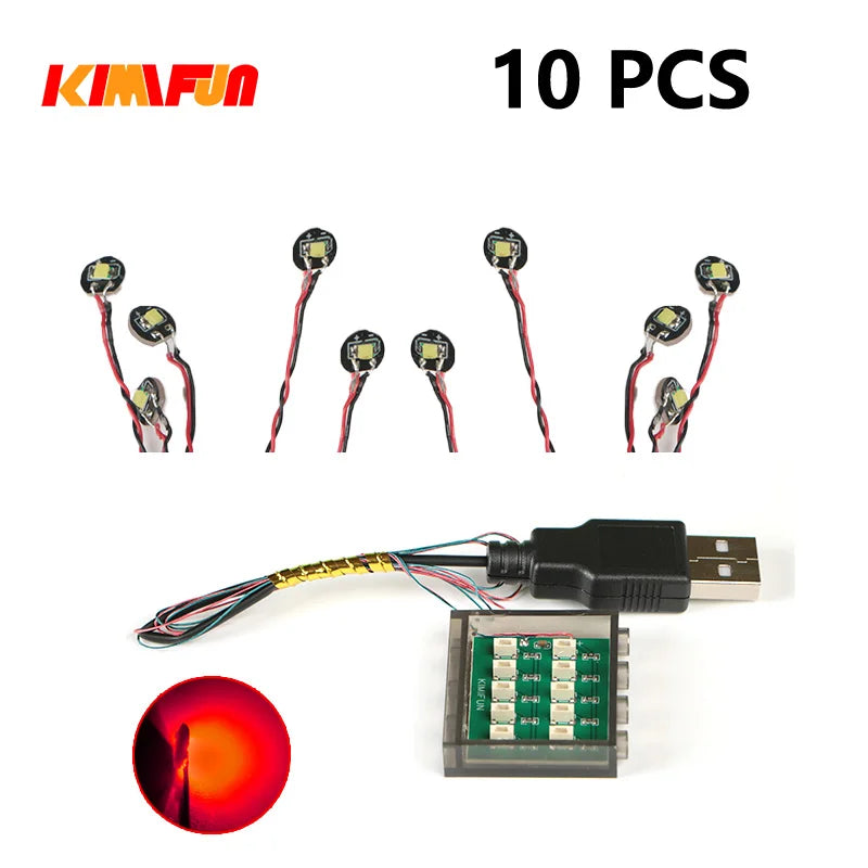 10PCS 0.8mm Pin RGB LED Building Blocks USB Lamp DIY Street Light City Electric Decorate 1X1 Brick Toy Compatible All Brands - CADA BRICKS®