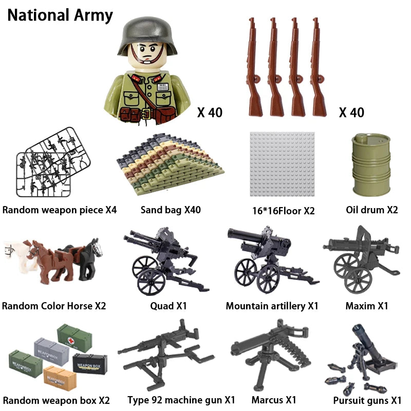 Military Building Blocks, Figures, Action Figures, Toys, Mini Dolls, Soldier Characters, Children's Toys, National Army Phalanx - CADA BRICKS®