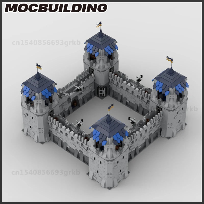 MOC Klocki do budowy średniowiecznego zamku, wieży, bramy, fortecy, kolekcja prezentów świątecznych DIY, klocki do samodzielnego montażu, zabawki dla dzieci